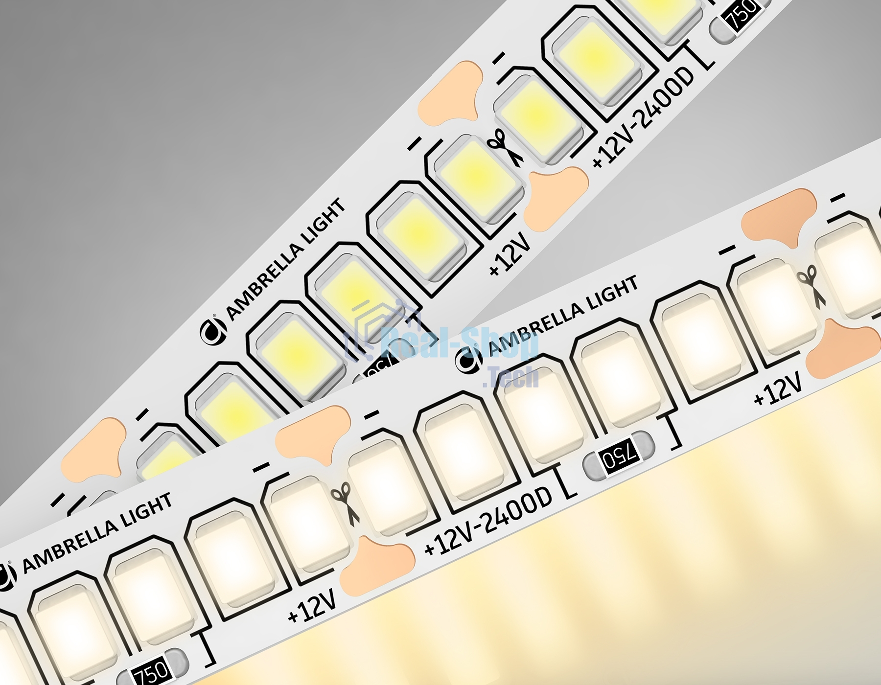 Светодиодная лента Ambrella light GS1501 2835 240Led/ 19.2W m/ 12V IP20 3000K/ 5000*10*1.2mm (2 конт.)
