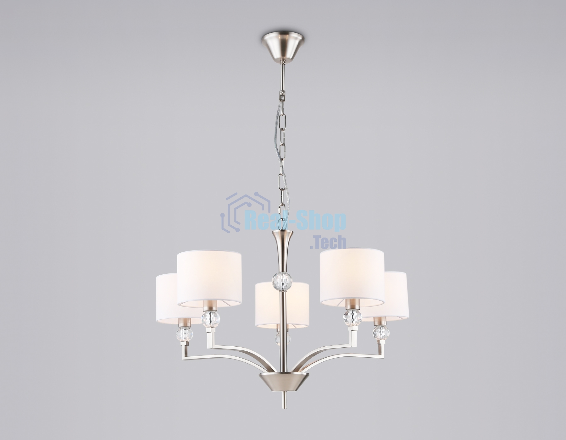 Люстра Ambrella light LH71121/5 SN/WH никель/белый E14/5 max 40W D660*880