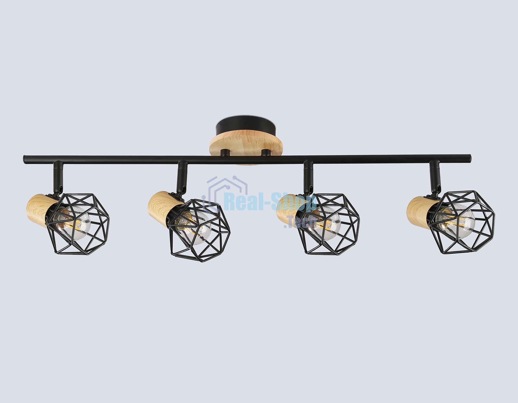 Светильник Ambrella light TR8754/4 BK/WD черный/дерево IP20 E27/4 615*115*200