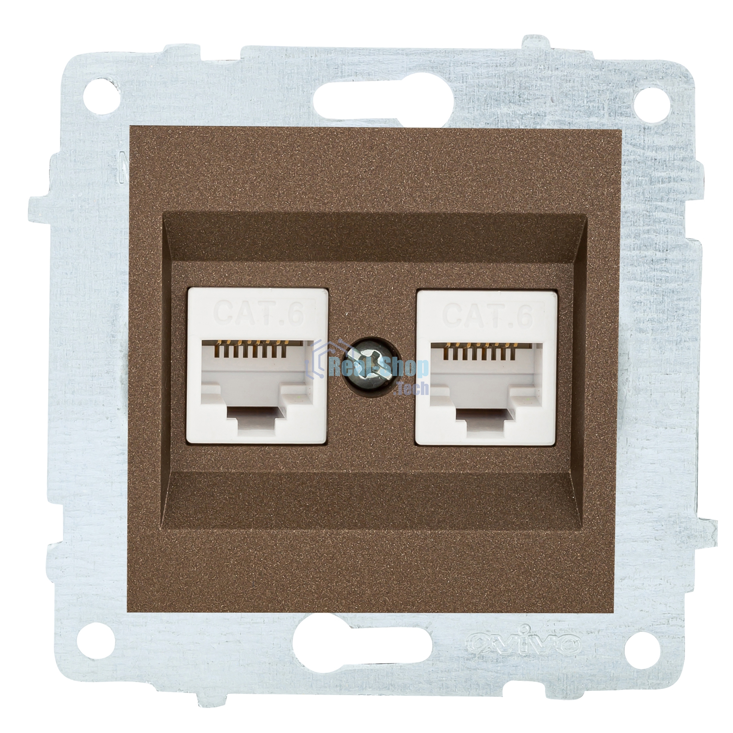 Ovivo Механизм роз. комп. 2-местн. (RJ45 CAT6), мокка, 600-000319-230