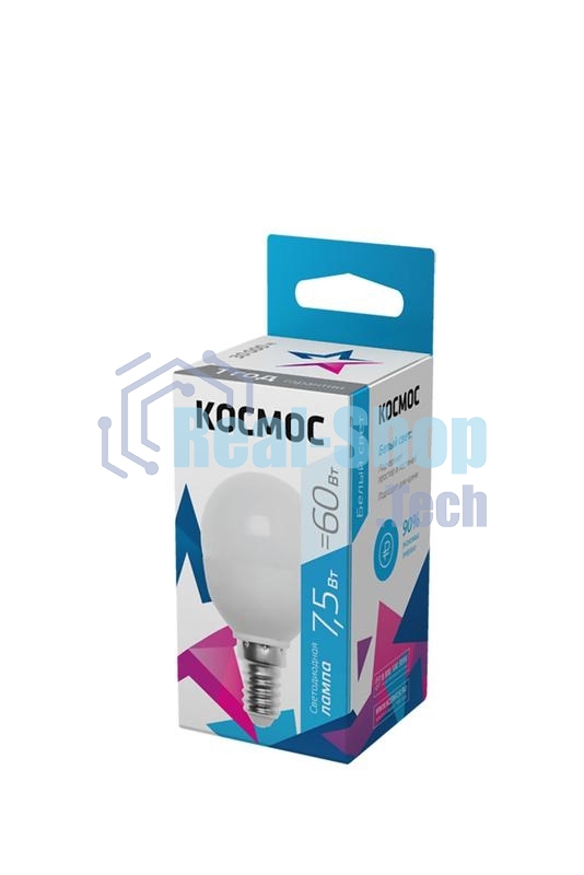 Лампа светодиодная LED BASIC GL45 7.5Вт 220В E14 4500К Космос LkecLED7.5wGL45E1445