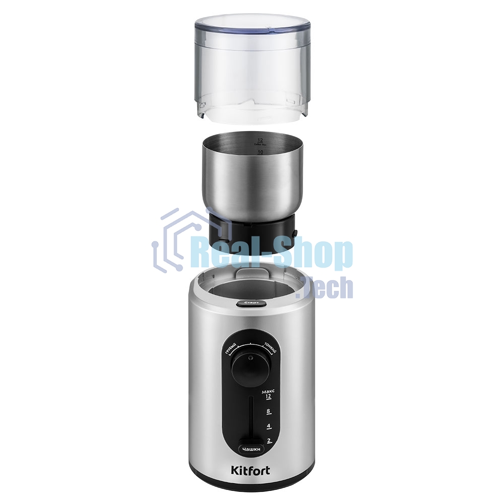 Кофемолка Kitfort KT-748 200Вт сист.помол.:ротац.нож вместим.:70гр нержавеющая сталь/черный
