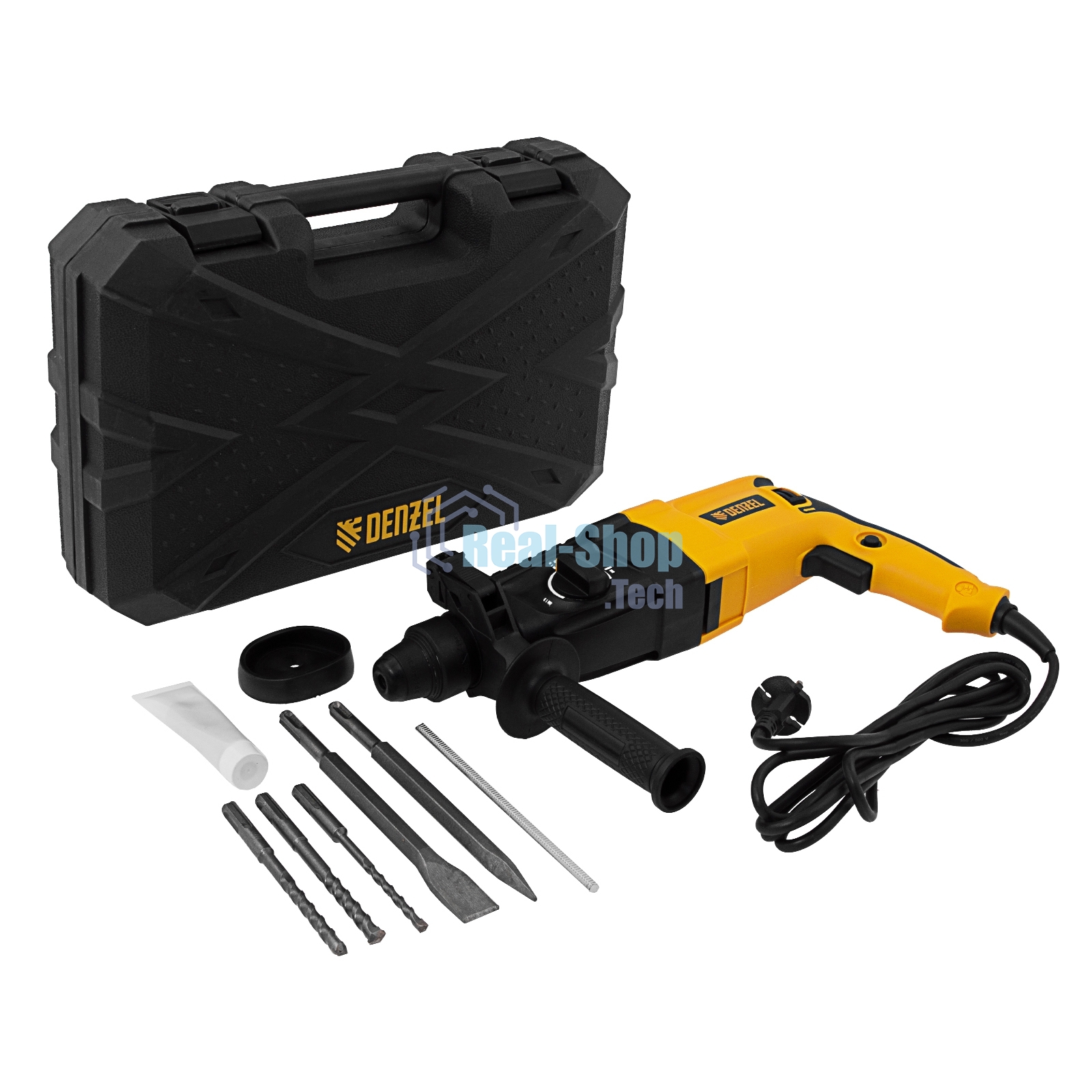 Перфоратор электрический Denzel RHH-800-26, SDS-plus, 800 Вт, 3 Дж, 3 плюс 1 реж.