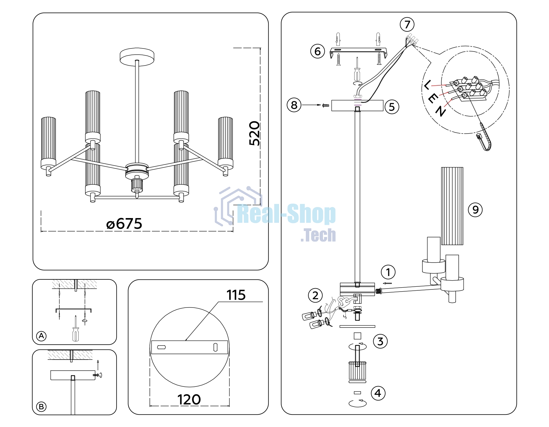 Люстра Ambrella light LH55151/6 CH/CL хром/прозрачный E14/6 max 40W D675*520