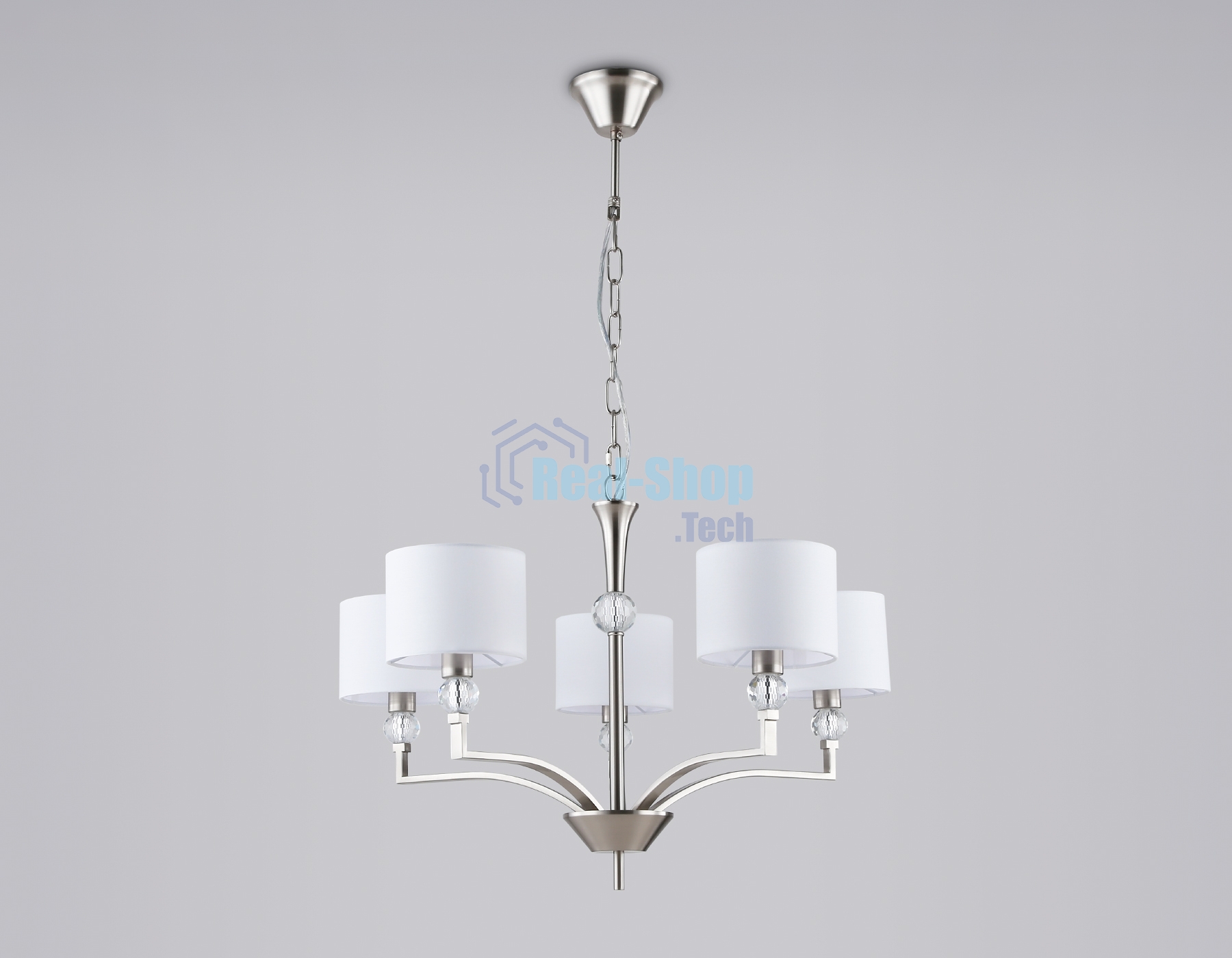Люстра Ambrella light LH71121/5 SN/WH никель/белый E14/5 max 40W D660*880