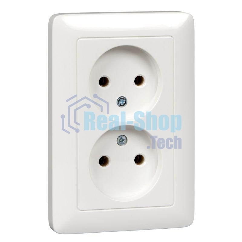 Розетка WESSEN RS16-235-BХИТ белый 2-ая б/з 10А скрытый монтаж