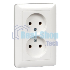 Розетка WESSEN RS16-235-BХИТ белый 2-ая б/з 10А скрытый монтаж