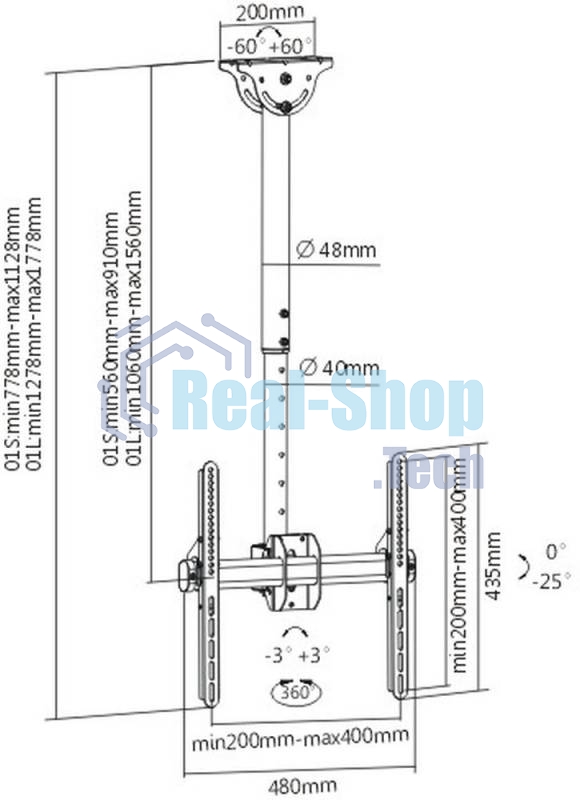 Кронштейн для телевизора Arm Media LCD-1700 черный 26