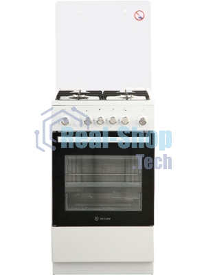 Плита газовая De Luxe 5040.30г (кр) ЧР белый/черный, конфорок 4 шт, духовка 43 л, 50 см x 85 см x 50 см