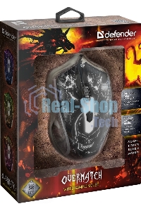 Мышь проводная Defender Overmatch GM-069 черный, 2400 dpi, USB, кнопки - 4