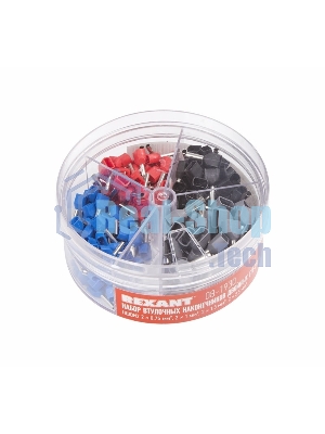 Набор втулочных наконечников Rexant двойных НШВИ2 (2х0.75 мм²; 2х1 мм²; 2х1.5 мм²; 2х2.5 мм²) в боксе (ТE-200)