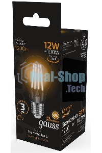 Лампа cветодиодная Gauss Filament А60 12W 1200lm 2700К Е27 LED 1/10/40