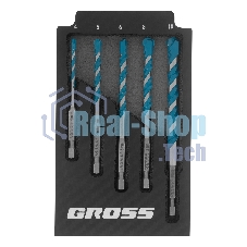 Набор сверл универсальных Gross Multipurpose PRO, 6-гр. хвостовик, 4-10 мм, 5 шт