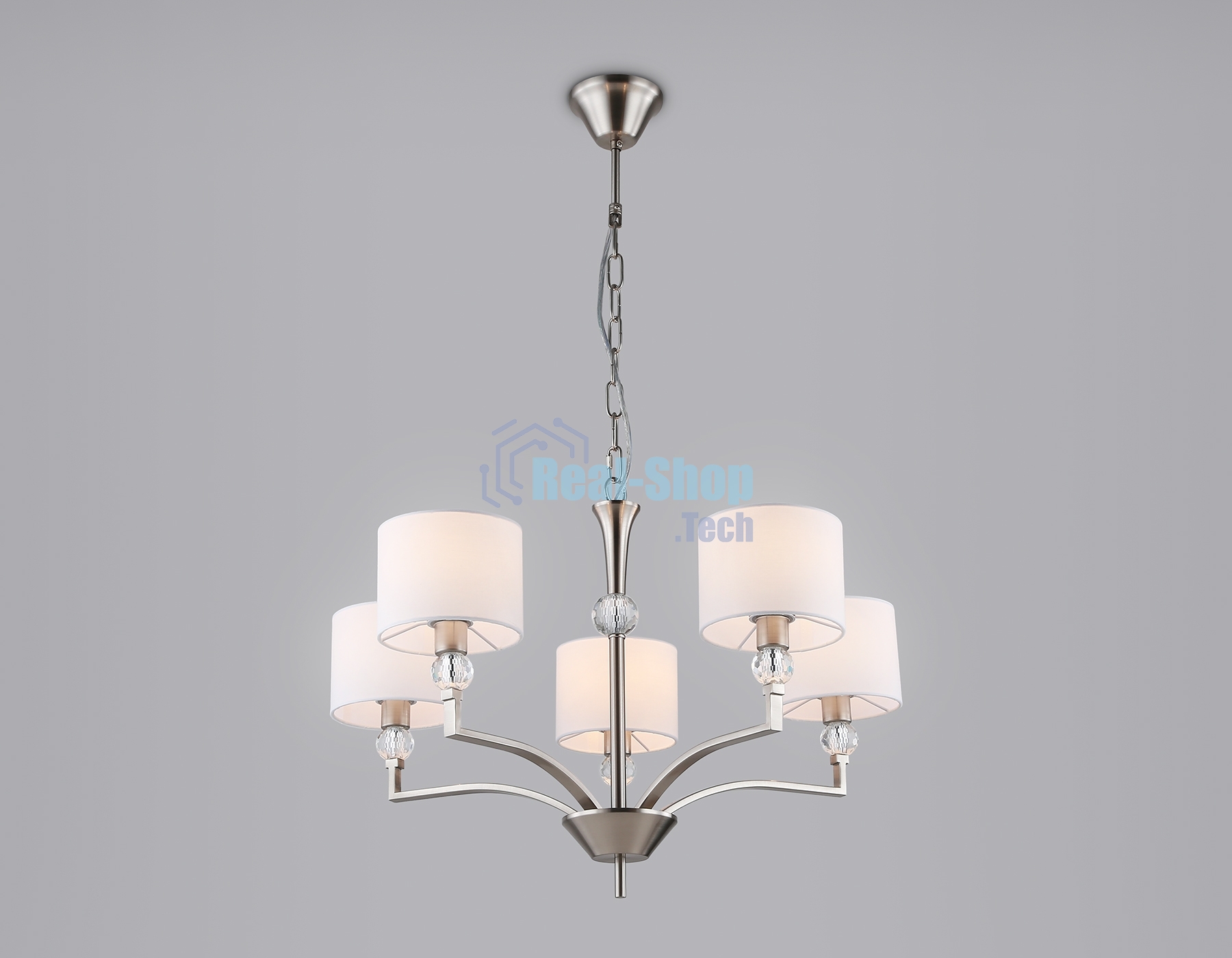 Люстра Ambrella light LH71121/5 SN/WH никель/белый E14/5 max 40W D660*880