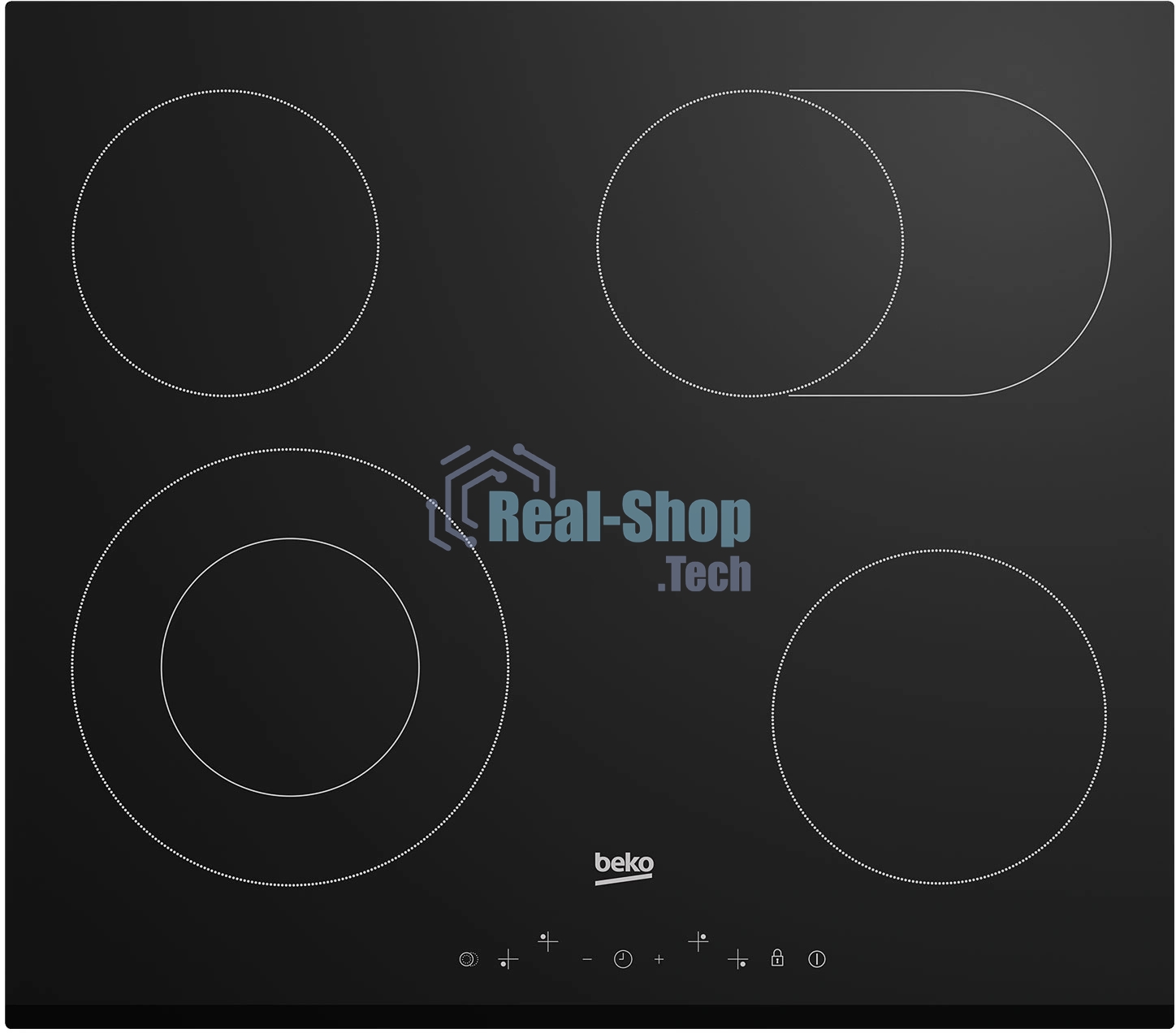 Электрическая варочная поверхность Beko BHC6440KBEB, 4 конфорки, с зоной расширения, стеклокерамика, 6900 Вт