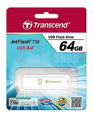 Флешка USB Transcend JetFlash 730 (TS64GJF730), 64Gb, USB 3.0, R/W 80/25, белый