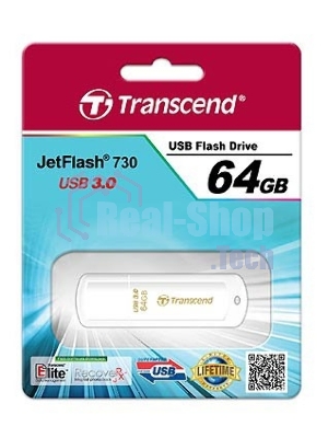 Флешка USB Transcend JetFlash 730 (TS64GJF730), 64Gb, USB 3.0, R/W 80/25, белый