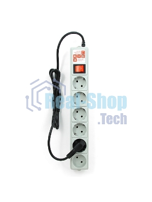 Фильтр-удлинитель Power Cube 1,9 м 6 розеток (серый) 10А/2,2 кВт