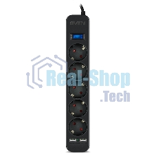 Фильтр SVEN SF-05LU 1,8 м (5 евро розеток,2хUSB(2,4А)) черный, цветная коробка Surge protector SVEN SF-05LU 1,8 м (5 евро розеток,2хUSB(2,4А)) черный, цветная коробка