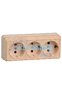 Розетка 3-м ОП Октава 16А РС23-3-ОС с заземл. сосна ИЭК ERO31-K03-16-DC