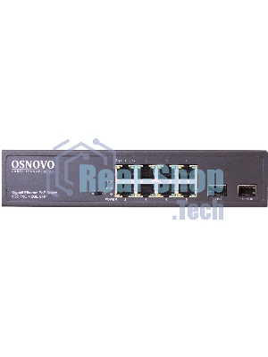 Коммутатор Osnovo Гигабитный PoE коммутатор на 10 портов, 8 *10/100/1000 Base-T PoE, 2*SFP 1000 Base-T, PoE на порт до 30W, суммарно до 150W