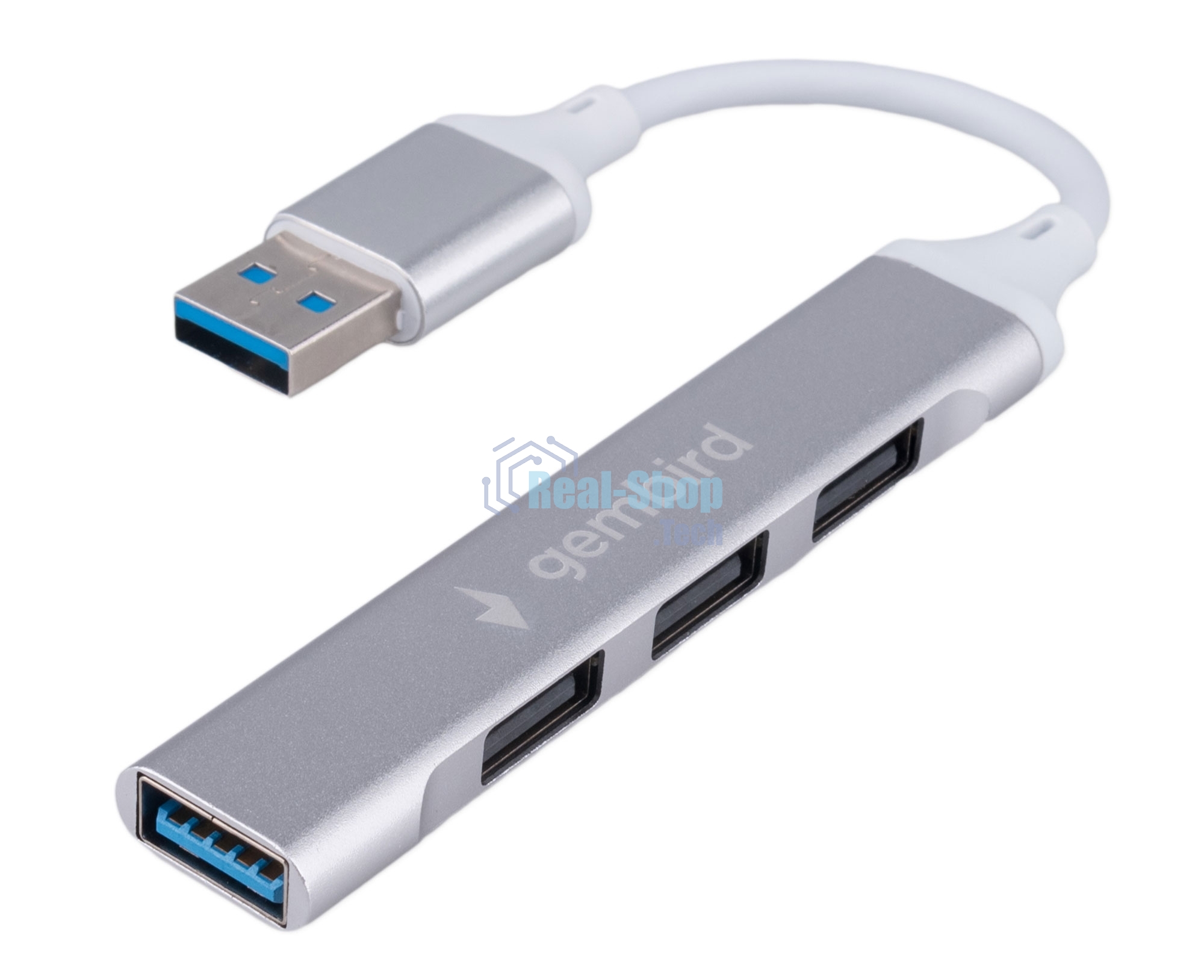 Разветвитель USB3.0/2.0 Gembird UHB-C206, USB3.0, 3xUSB2.0, кабель USB 10 см, серебристый металл, пакет