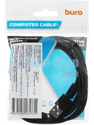 Кабель Buro BU-USB-AC-2M USB A (m)-USB Type-C (m) 2м черный