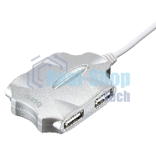 Разветвитель USB 2.0 Buro BU-HUB4-0.5-U2.0-Candy 4порт. серебристый