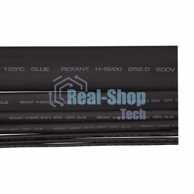 Термоусаживаемая трубка клеевая Rexant 4,8/1,6 мм, черная, упаковка 10 шт. по 1 м