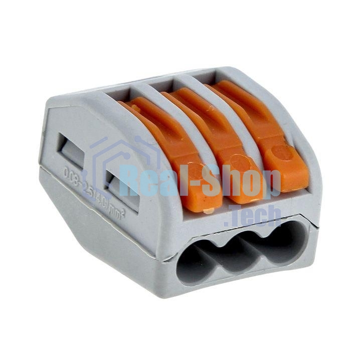 Строительно-монтажная клемма СМК 222-413 с рычагом 3 отверстия 0,08-2,5мм2 (100шт.) EKF PROxima plc-smk-413 EKF