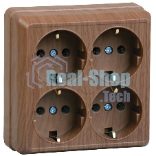 Розетка Iek ERO41-K04-16-DC РС24-3-ОД 4местн. с з/к 16А откр.уст. ОКТАВА (дуб)