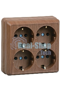 Розетка Iek ERO41-K04-16-DC РС24-3-ОД 4местн. с з/к 16А откр.уст. ОКТАВА (дуб)