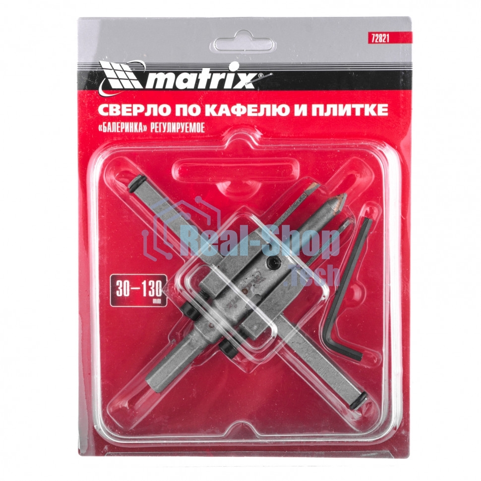 Сверло Matrix по кафелю и плитке, регулируемое Балеринка, 30-130 мм