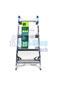 Стремянка двухсторонняя Сибртех 4 ст., сталь профиль, стальные ступени