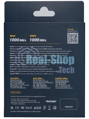 Внешний SSD Patriot Transporter Lite, 1TB, USB 3.2 Gen 2 Type-A/Type-C, R/W 1000/1000, красный
