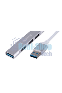Разветвитель USB3.0/2.0 Gembird UHB-C206, USB3.0, 3xUSB2.0, кабель USB 10 см, серебристый металл, пакет