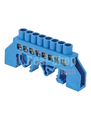 Шина нулевая N 6х9 8 отвер. латунь син. нейлоновый корпус комбинированный PROxima EKF sn0-63-08-dn