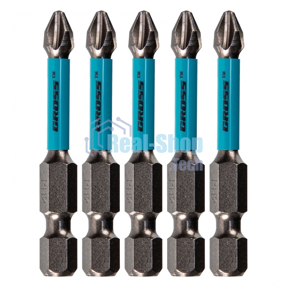 Набор бит торсионных Gross PH2x50 мм, для ударных шуруповертов, 5 шт.