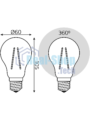 Лампа cветодиодная Gauss Filament А60 12W 1200lm 2700К Е27 LED 1/10/40