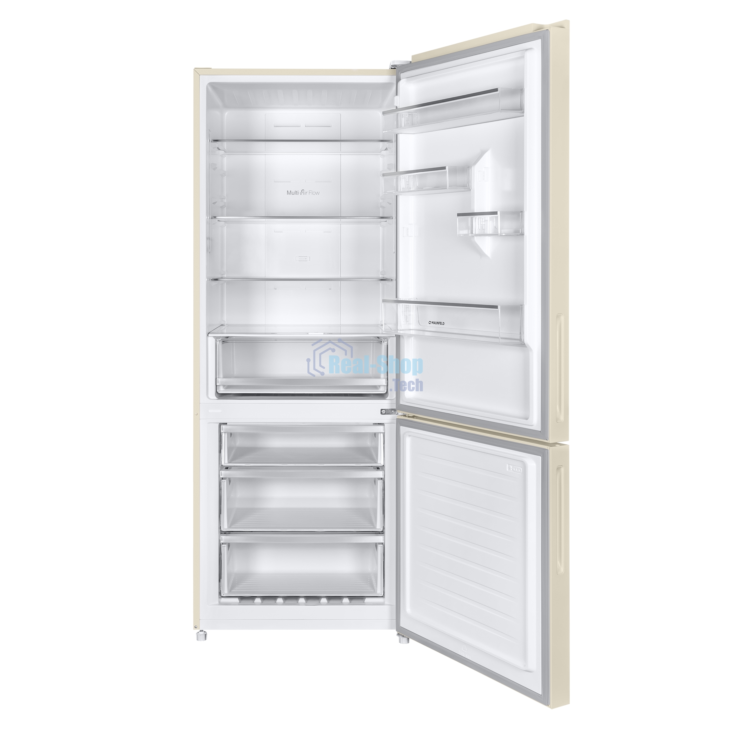 Холодильник Maunfeld MFF1857NFBG бежевый инвертер двухкамерный 336/117л морозилка снизу