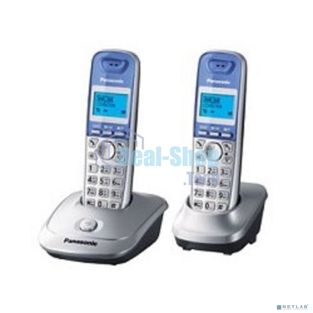Телефон беспроводной (DECT) Panasonic KX-TG2512RUS (серебристый) Доп трубка в комплекте,АОН, Caller ID,спикерфон на трубке,полифония