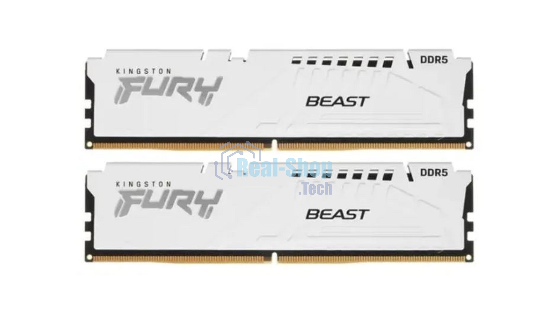 Оперативная память Kingston Fury Beast, DDR5, 32Gb (2x16Gb), 5600MHz, CL40, DIMM, с радиатором, белый