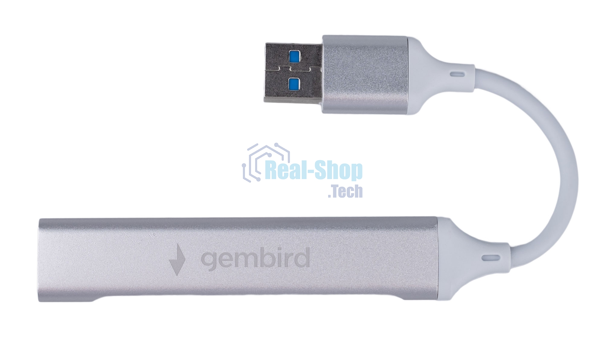 Разветвитель USB3.0/2.0 Gembird UHB-C206, USB3.0, 3xUSB2.0, кабель USB 10 см, серебристый металл, пакет