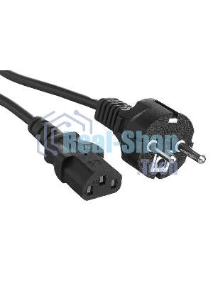 Кабель питания ExeGate Power PC-3P (Евровилка Schuko->С13) VDE-250V-3*1.0-CU, 10A, черный, 3м