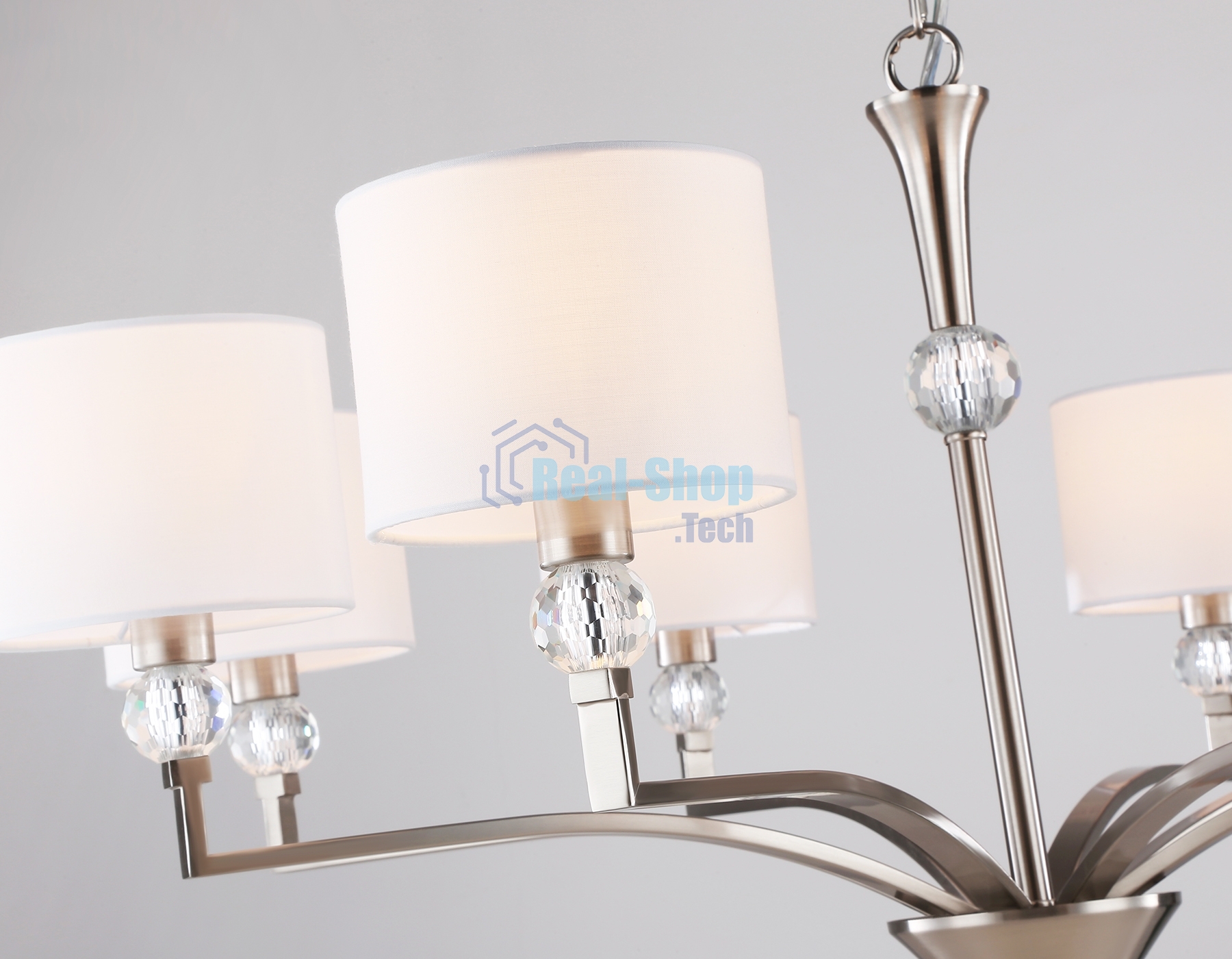 Люстра Ambrella light LH71123/8 SN/WH никель/белый E14/8 max 40W D840*880