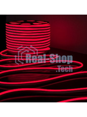Лента светодиодная LS001 220V / Гибкий неон  9.6W 120Led 2835 IP67 односторонний красный, 50 м