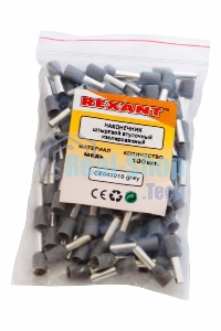 Наконечник штыревой втулочный изолированный Rexant F-9 мм 4 мм² (НШВи 4.0-9) серый