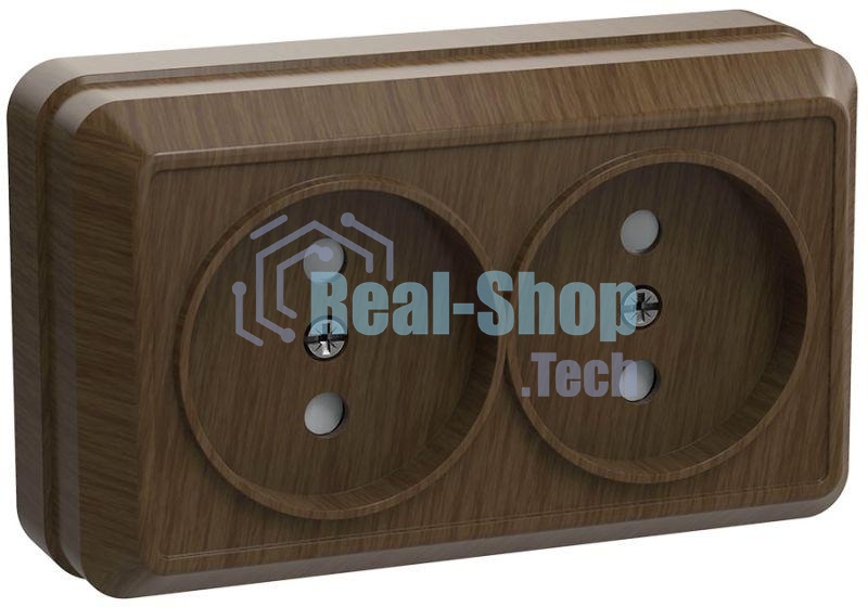 Розетка 2-м ОП Октава 10А IP20 без заземл. дуб ИЭК ERO20-K04-10-DC