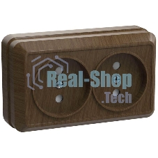 Розетка 2-м ОП Октава 10А IP20 без заземл. дуб ИЭК ERO20-K04-10-DC