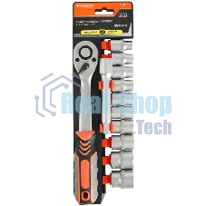 Набор торцовых головок PATRIOT SSR-1/2, CrV сталь, трещотка, удлинитель, 12 предм.Тороцовые головки 10 шт: 10,11,12,13,14,15,17,19,22,24мм удлинитель 125мм 1шт трещотка 72 зуба 1 шт